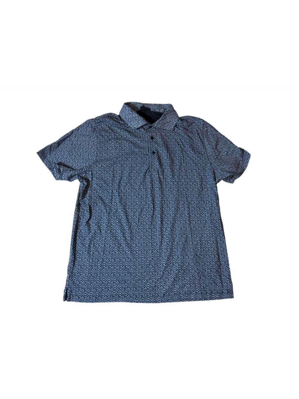 Patrick Assaraf Navy Blue Leaf Print Short Sleeve Polo Shirt Size XL